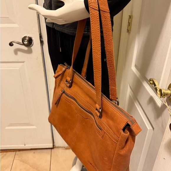 Spikes & Sparrow Cognac Leather Laptop Tote Bag. - Picture 8 of 16